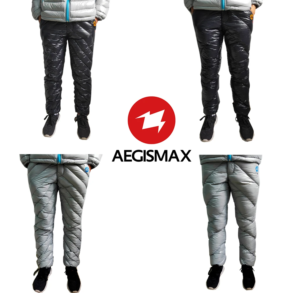 AEGISMAX New Adult Unisex Winter Outdoor Ultralight Hiking Camping Tent Ski Keep Warm Down Pants Trousers 95% White Goose Down