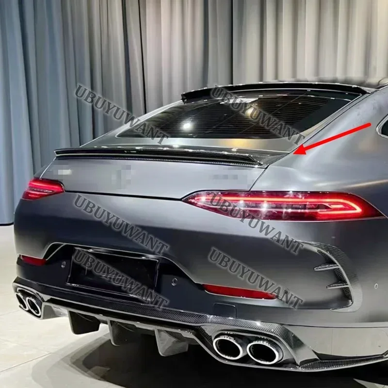 Фото Для Mercedes-Benz GT43 GT50 GT53 (только для 4-дверных моделей) высококачественный задний спойлер на крышку багажника из настоящего карбона 2019-2025 №3