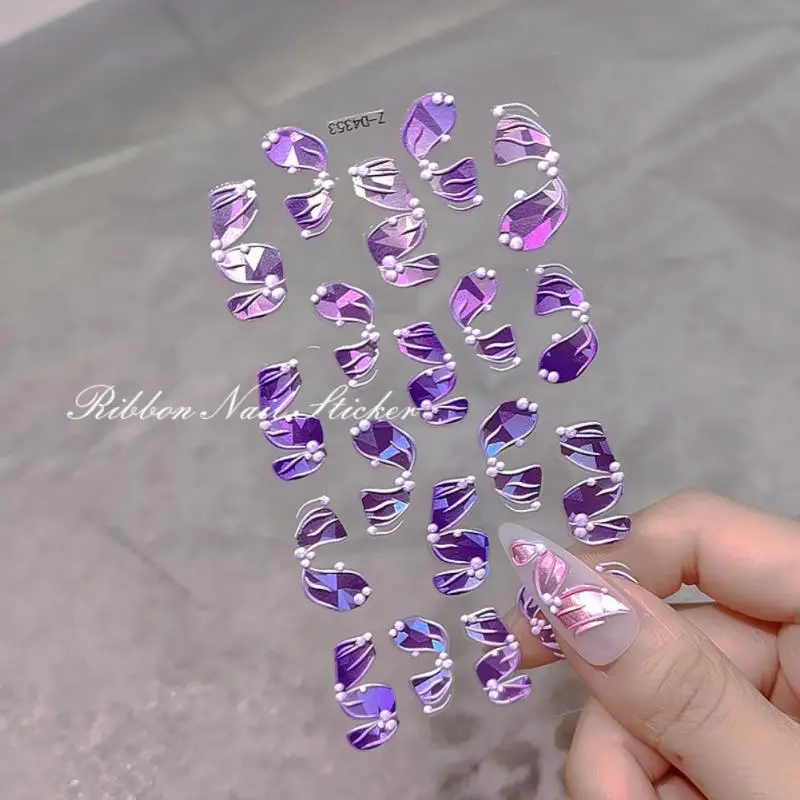 

5D Embossed Three-dimensional Ribbon Nail Sticker Nail Decal DIY Multi-color Self-Adhesive Nail Art Stickers Nail Art Decoration