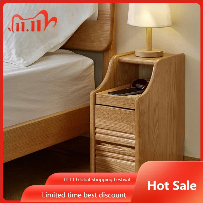 Прикроватная тумбочка Italiya в скандинавском стиле деревянная узкая для спальни во
