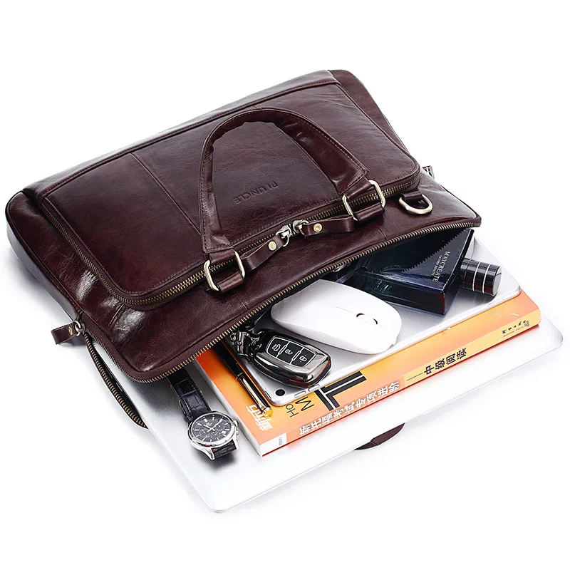 Luxury Genuine Leather Men Briefcase Business HandBag Retro Crossbody Shoulder Bag Large Capacity Laptop Bag For Male