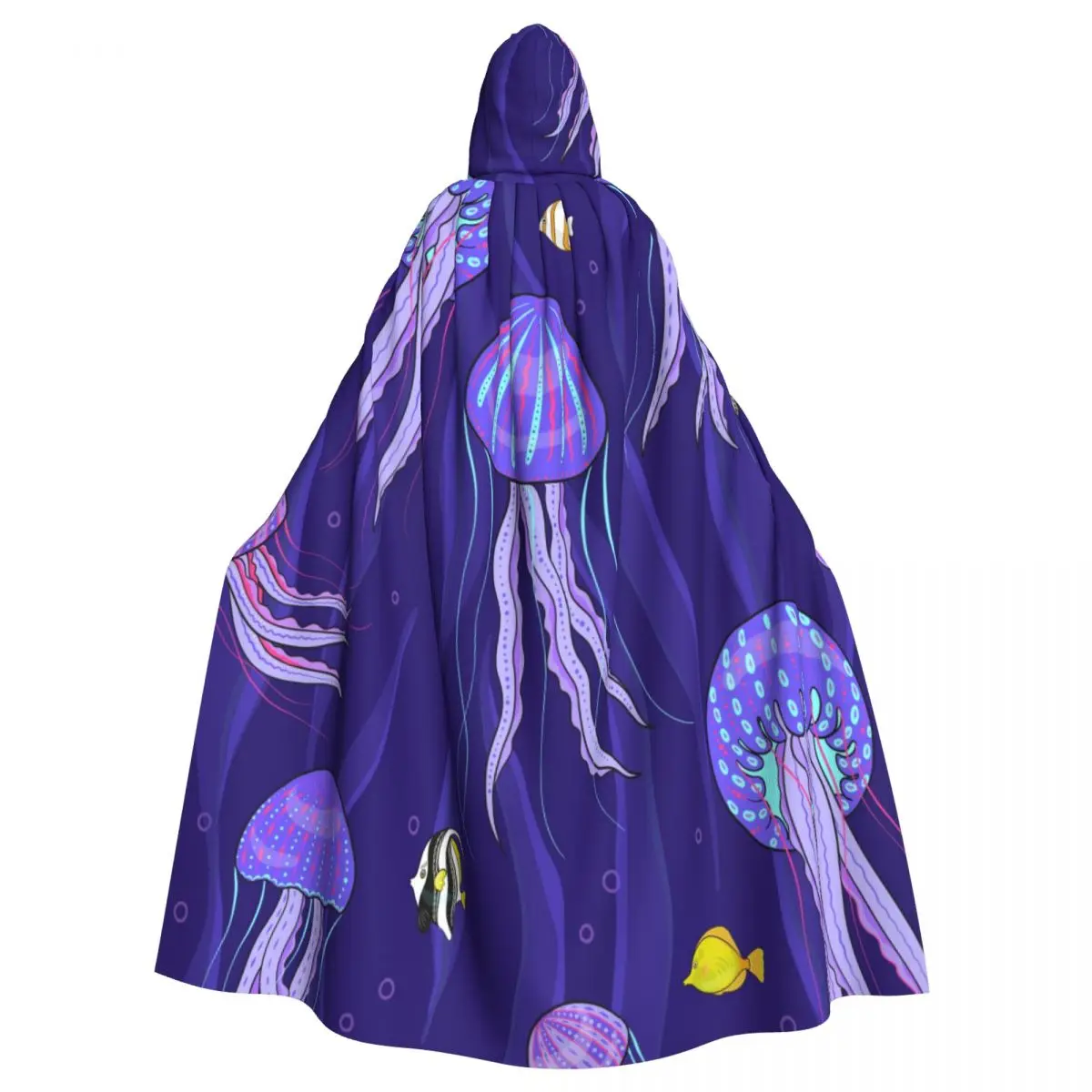 

Adult Cloak Cape Hooded Waves Algae Jellyfish Medieval Costume Witch Wicca Vampire Elf Purim Carnival Party