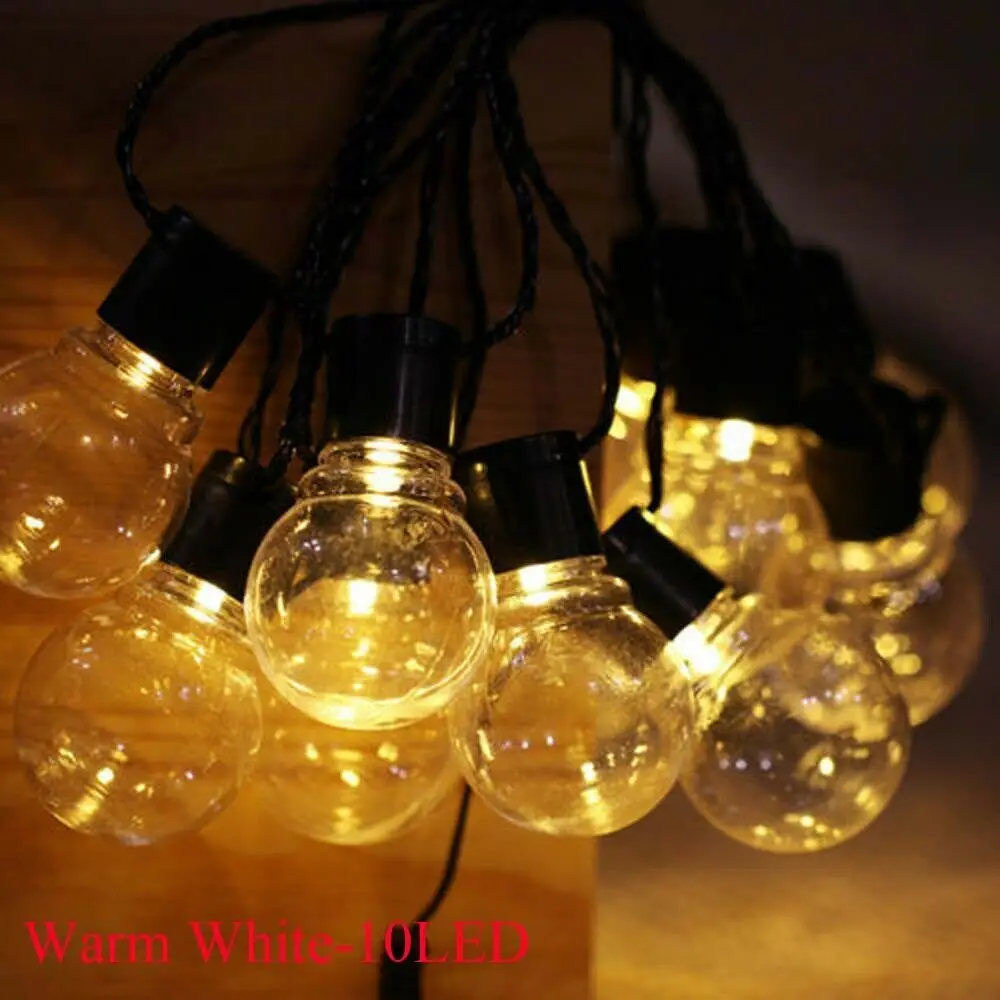 Solar String Lights Outdoor Crystal Globe Lights Waterproof Solar Powered Patio Light for Garden Party Decor