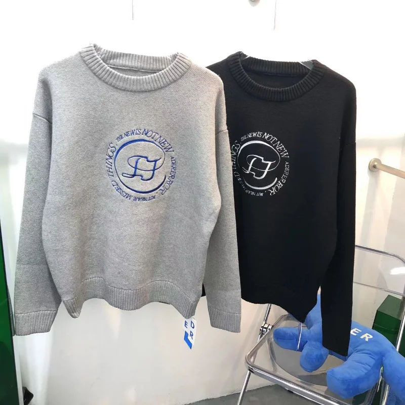 

Oversized ADER Knitted Sweater print Letters Men Women loose Neck Ripped Sweater