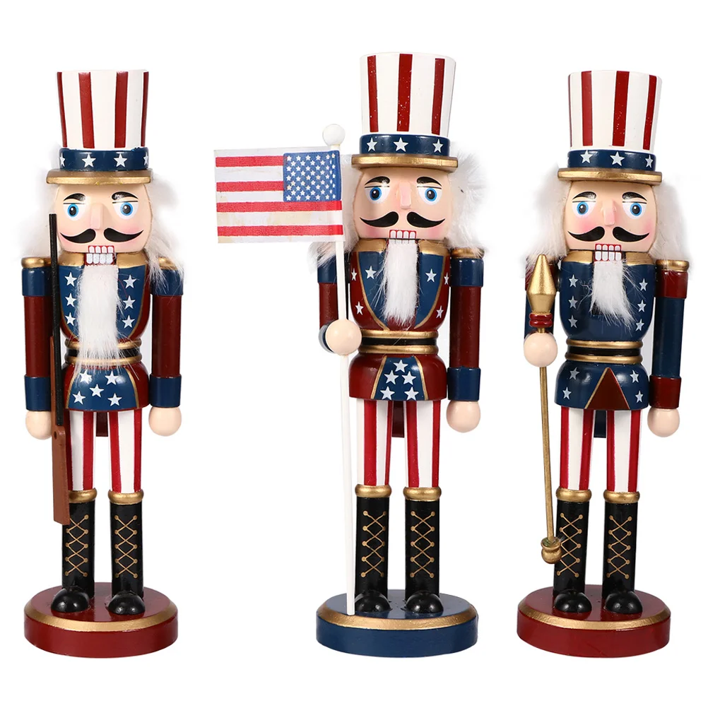 

Nutcracker Soldier Independence Day Nutcrackers Figurine American Patriotic Uncle July Wood Wooden Decor Soldiers Figurestoy
