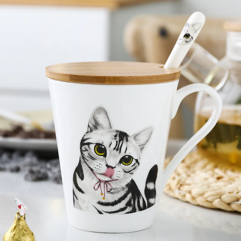 

American Shorthair Cat Creative Ceramic Cup Large-Capacity Water Cup Cartoon Mug Couple's Cups Coffee Milk Cup
