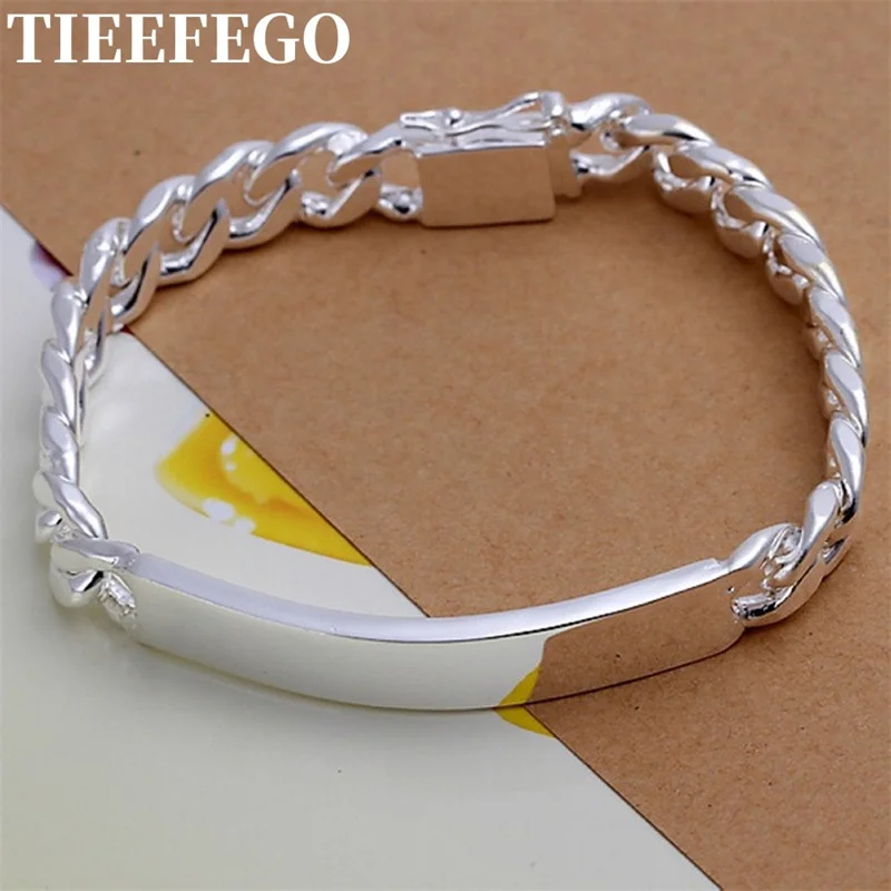 

TIEEFEGO Glamour 925 Silver Design Noble Beautiful 10MM men's Bracelet Jewelry Fashion Geometric Bracelet Wedding Party Gift