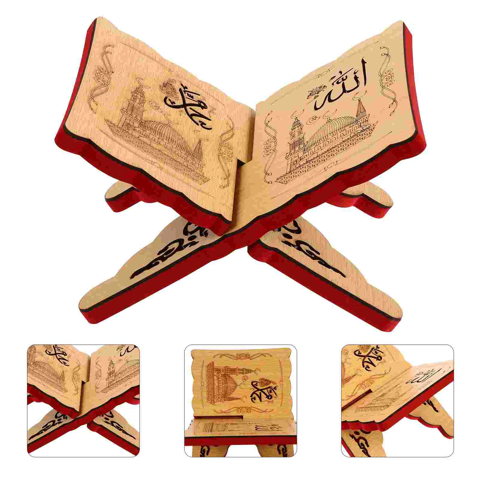

Book Stand Holder Bible Prayer Wooden Bookshelf Display Quran Holy Reading Open Religious X Books Rehal Foldable Model Geeta