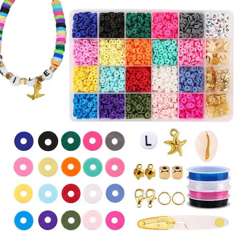 

4000pc Colorful 6mm Polymer Necklace Soft Pottery Choker Jewelry DIY Kit Clay Spacer Bead Bracelet Making Ceramic Bead Set