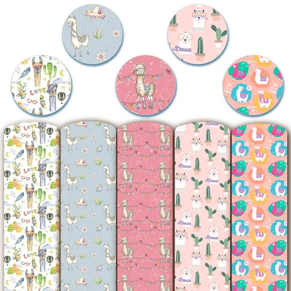 

50 шт./лот 22*30 см, ткань из искусственной кожи с принтом Альпака и кактуса, розовая искусственная кожа, ткань из искусственной кожи, ткань для ш...