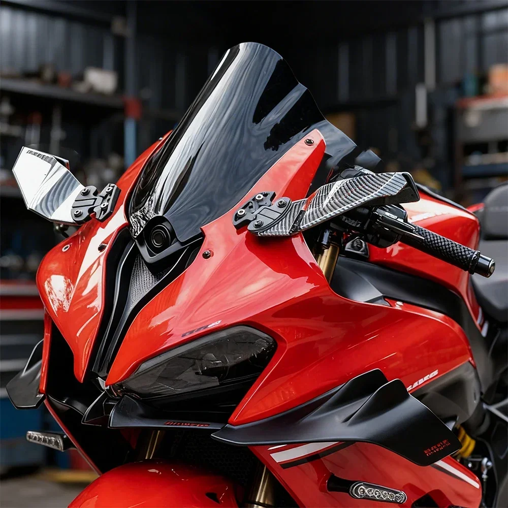 Фото Аэродинамические накладки на зеркала для мотоциклов Kawasaki ZX6R 2025 (под карбон), Honda CBR650R, Aprilia RS660, Yamaha R6, R3, BMW S1000RR, CBR600RR №3