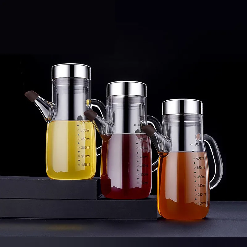 

Household High Borosilicate Glass Oil Bottle Kitchen Multi-Function Metering Soy Sauce Bottle Large-Capacity Seasoning Bottle