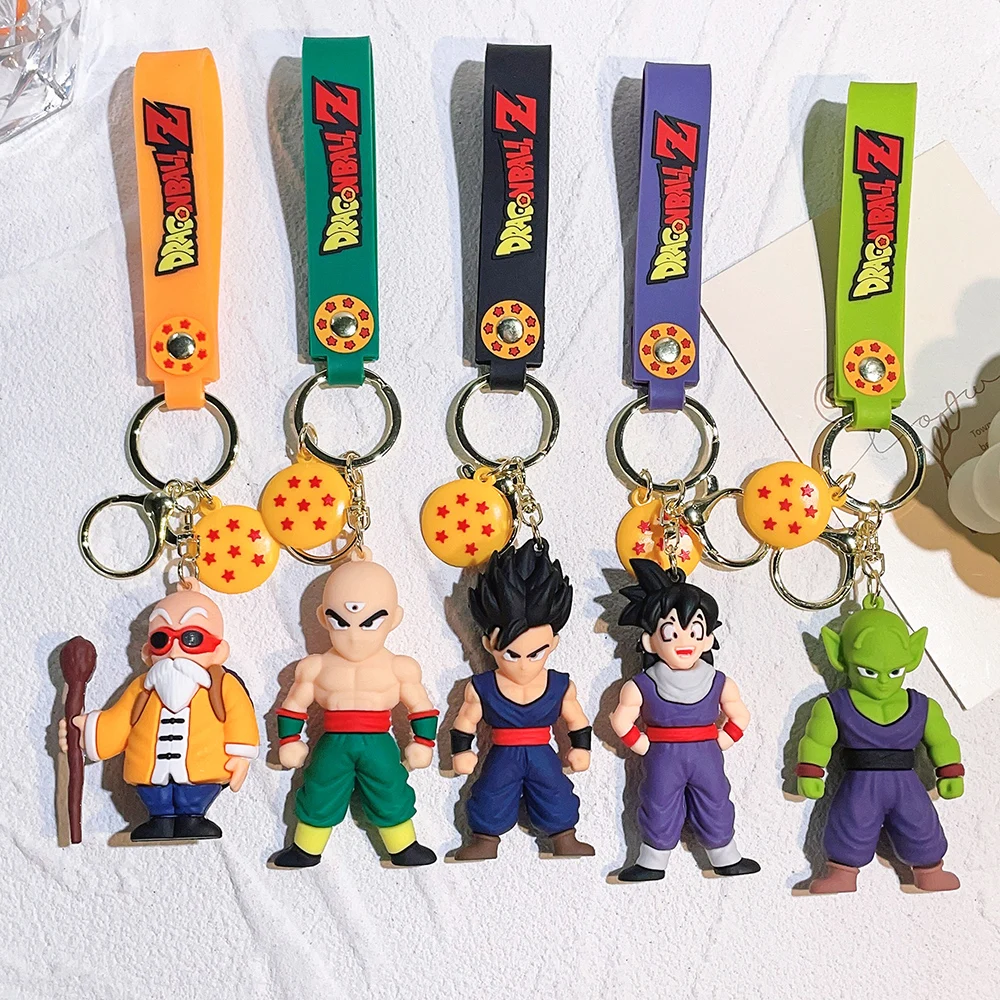 

Anime Dragon Ball Kawaii Toy PVC Doll Pendant Keychain Son Goku Silicone Baby Keyring for Car Key Holder Children's Gift