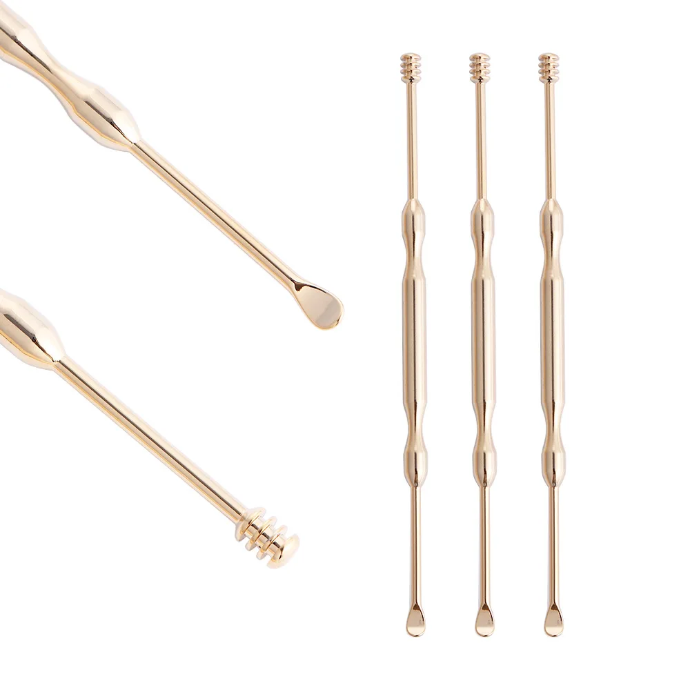 

2022 New Double-ended Portable Ear Wax Cleaner Earpick Earwax Removal Tool Gold Stainless Steel Ears Dig Scoop Ear Wax Remover