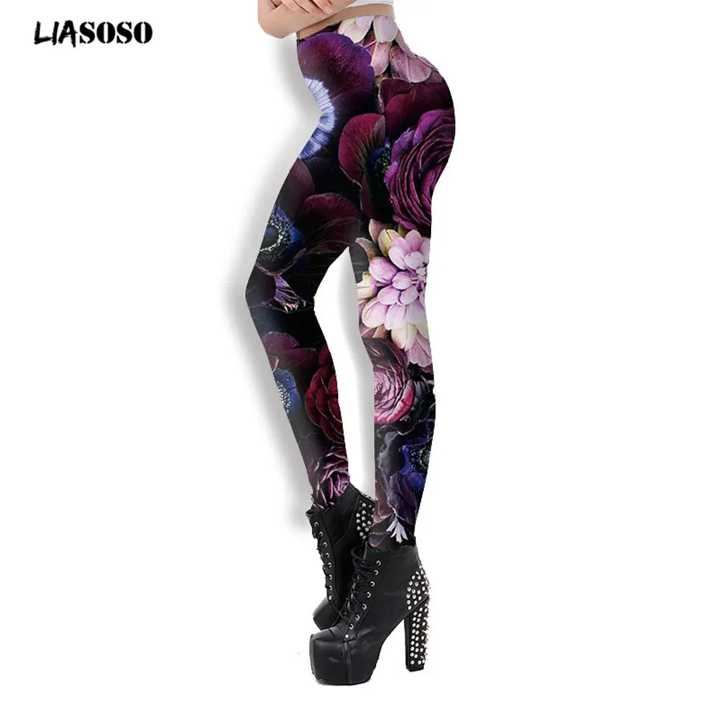LIASOSO rose flower Yoga Set Women 3D Print exercise Legging Outfit Summer tight Elasticity Casual comfortable women's yoga pant