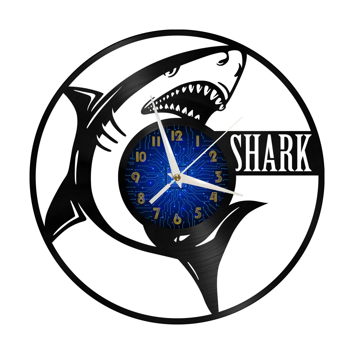 

Shark Vinyl Wall Clock, Vinyl Record Clock Wall Art Silent & Non-ticking