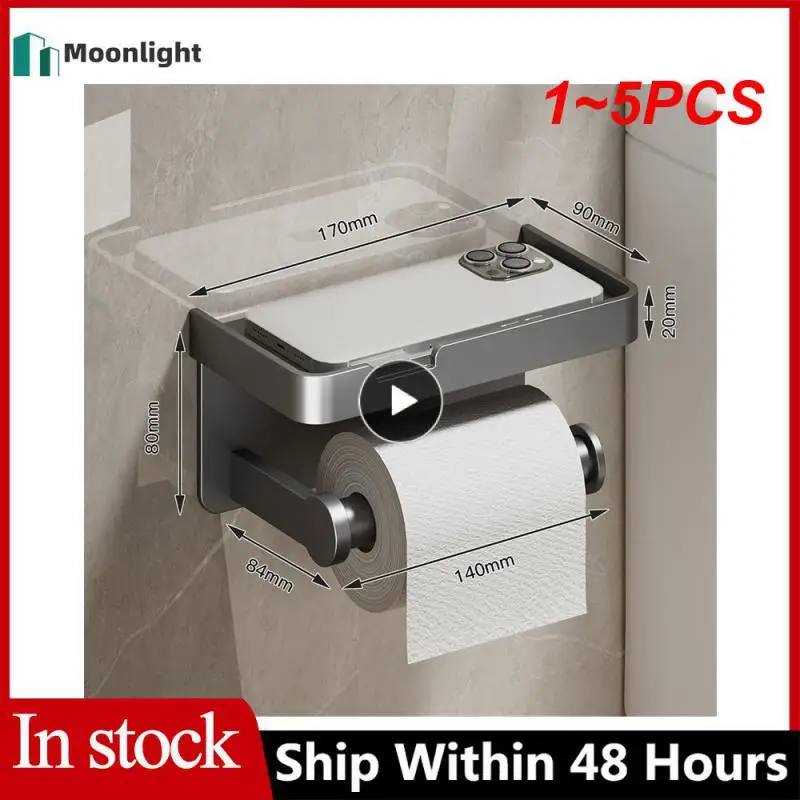 

1~5PCS Large Toilet Paper Holder Wall-Mounted Paper Roll Holder With Storage Tray Toilet Organizer Phone Stand Bathroom