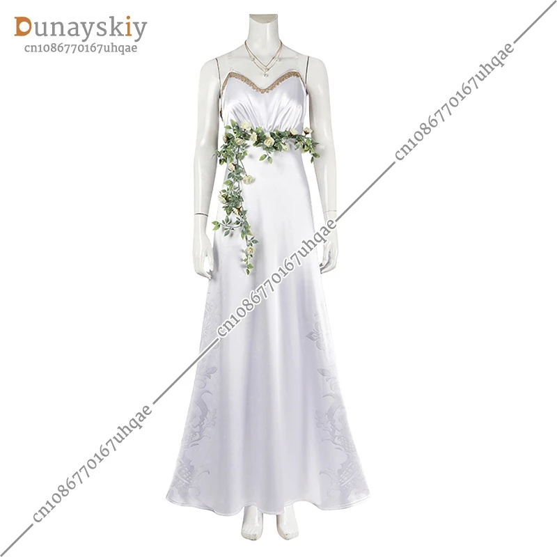 Final Fantasy 7 Aerith Cosplay Costume Disguise for Adult Women Dress Necklace Fantasia FF7 Outfits Halloween Carnival Suit