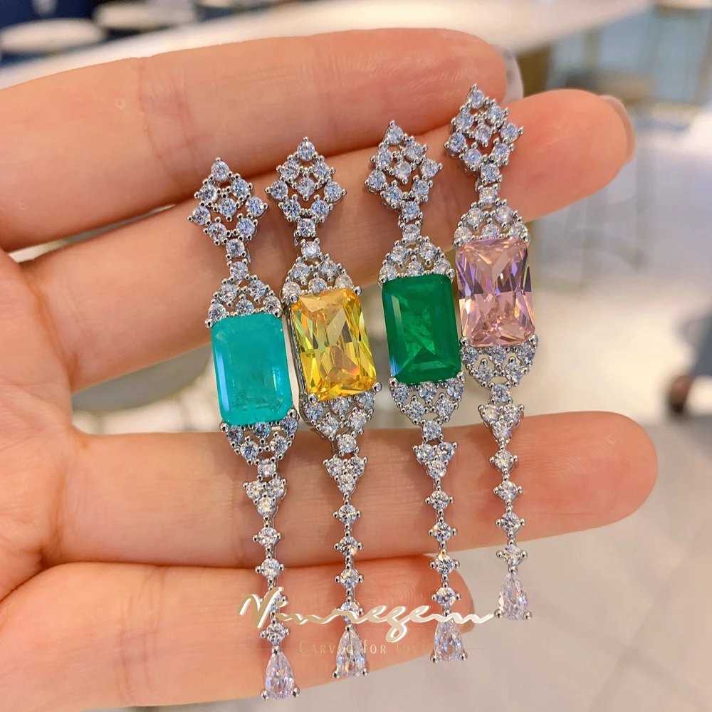 

Серьги-подвески женские из турмалина и цитрина с изумрудами