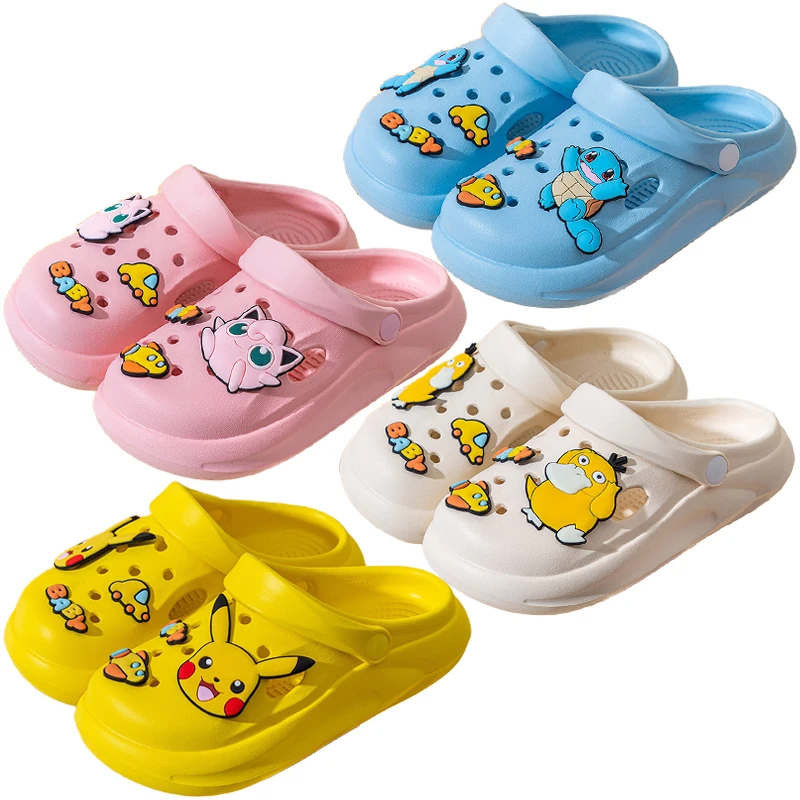 

Pokemon Pikachu Jigglypuff Charmander Psyduck Squirtle Snorlax Cartoon Children Summer Sandals Non-slip Beach Shoes Slipper