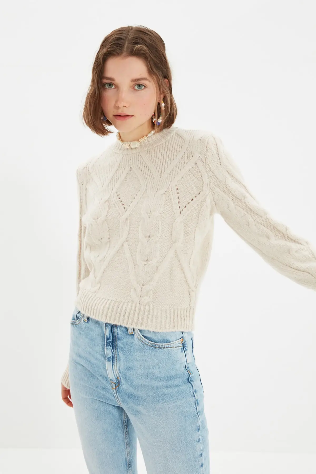 

Trendyol Mesh Detailed Knitwear Sweater TWOAW22KZ0727