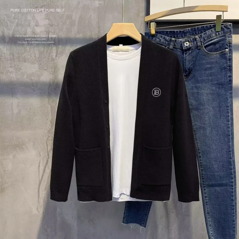 

Высококачественный роскошный брендовый изысканный вязаный кардиган с принтом, осень 2023, новый индивидуальный жаккардовый вязаный свитер, модное мужское пальто