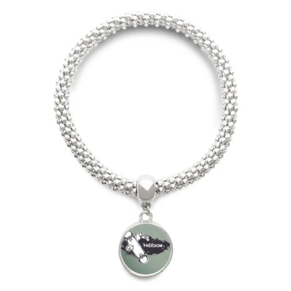 

Hip-Hop Freedom Skateboard Monster Pattern Sliver Bracelet Pendant Jewelry Chain Adjustable Bangle