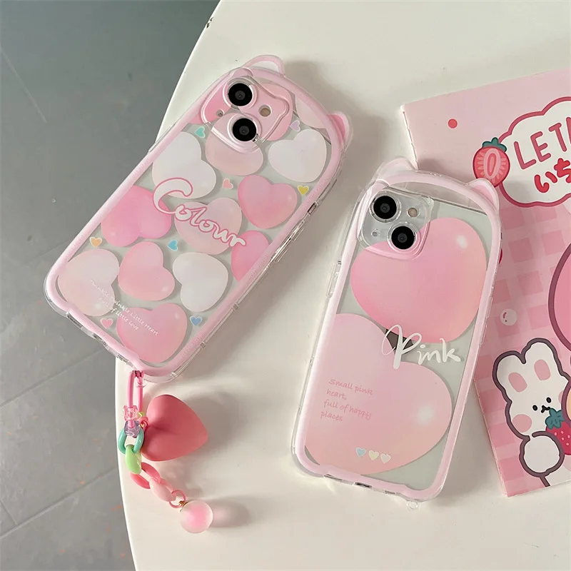 

Creative Fresh Cartoon Cute Bear Ears Love Phone Case Cover for IPhone 11 12 13 Pro Max Shockproof Case for IPhone 13 Cases