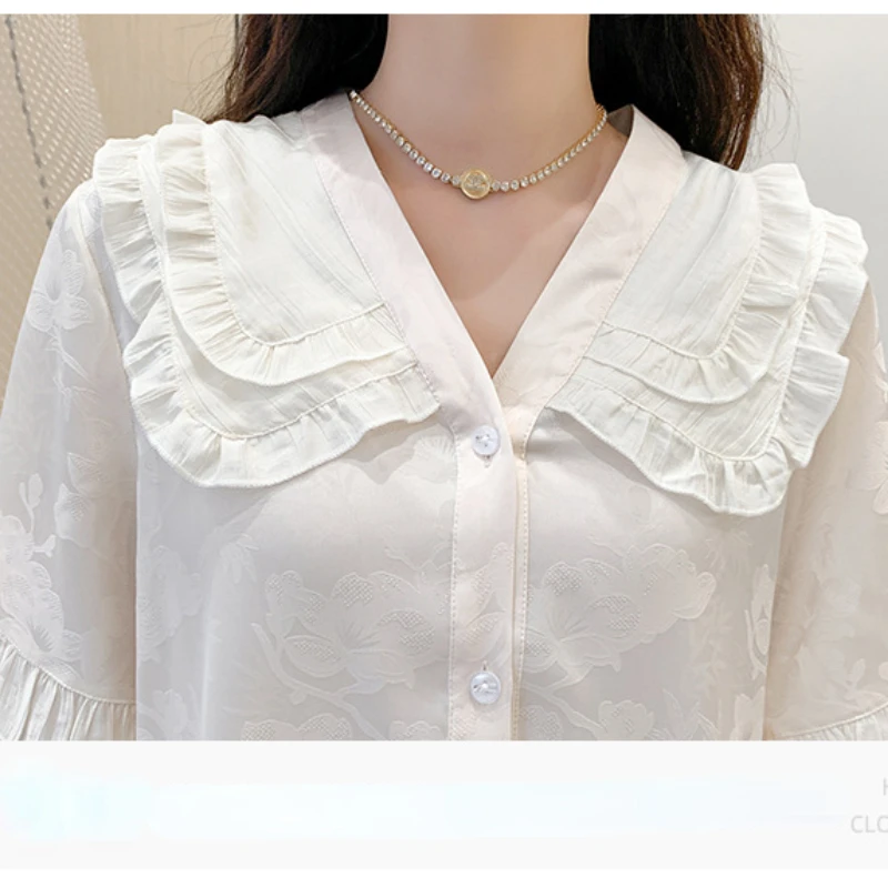 Pajamas for Women's Spring and Summer Thin Cool Short-sleeved Trousers Suit Breathable High-end Home Service Can Be Worn Outside