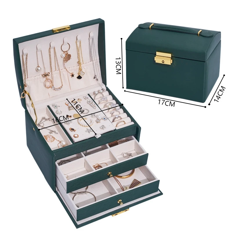 

Jewelry Box High Capacity PU Leather Necklace Earrings Rings Bracelets Jewelry Box Portable Travel Casket