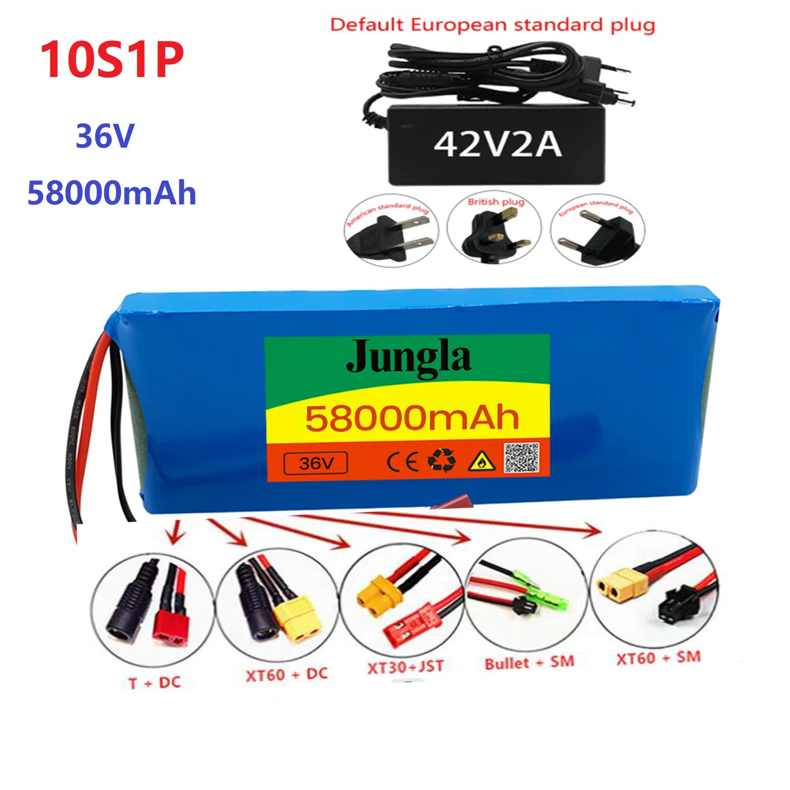 

10S1P 36V 42V 58Ah Rechargeable Lithium Battery Charger Customized Plug Intelligent BMS Tourist Bus, Outdoor Power Supply
