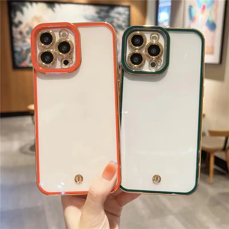 

22Luxury Electroplated Frame Phone Case For iPhone 13 11 14 Pro Max 12 Mini XS Max X XR 6 7 8 14 Plus se 2 se 3 Soft Back Cover