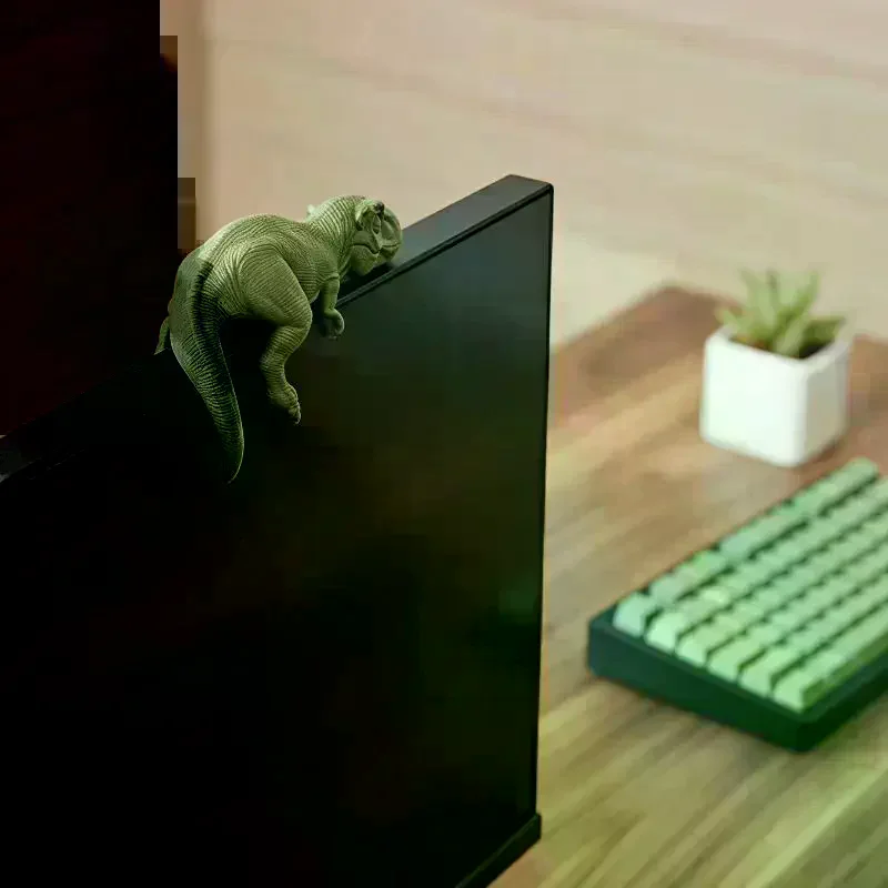 Фото Фигурки T-Rex Monitor Topper: 3D-печатные миниатюрные ленивые динозавры для стола/монитора/полки, милые украшения в стиле Юрского периода, спящие динозавры №2