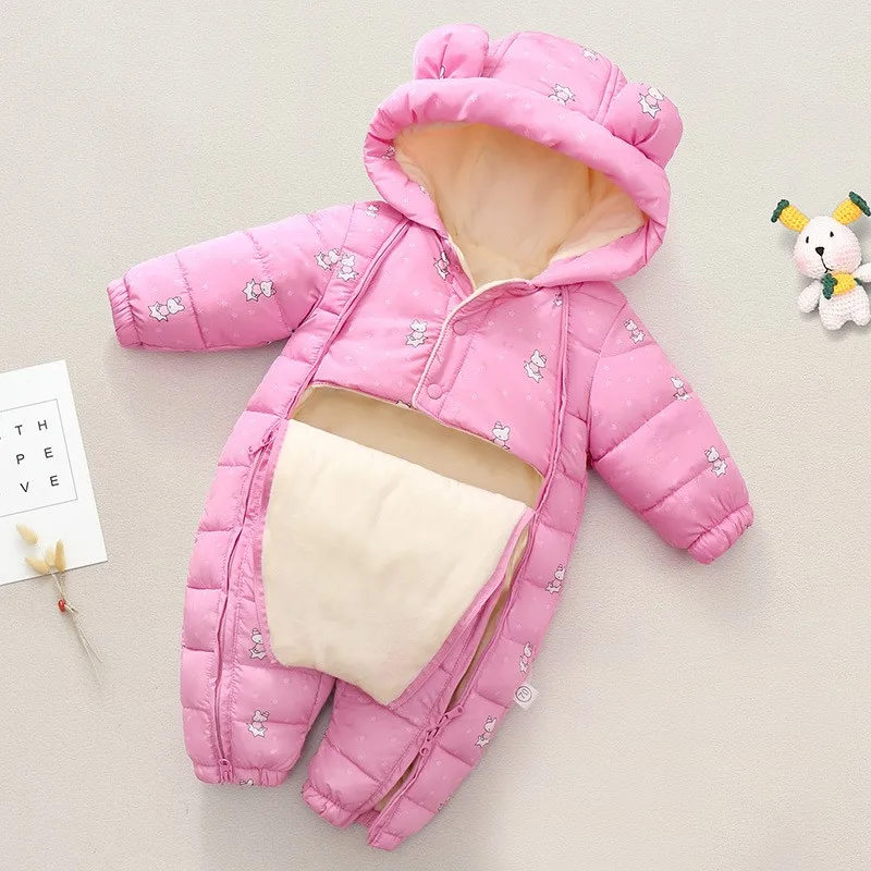 Зимний комбинезон с капюшоном для маленьких мальчиков и девочек бархатный