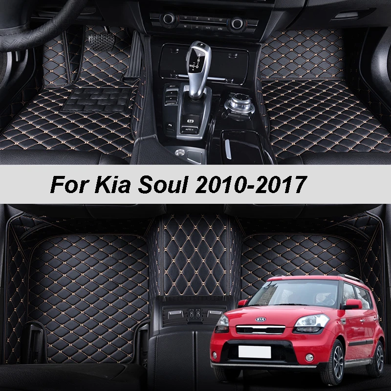 100% Fit Custom Made Leather Car Floor Mats For Kia Soul 2010 2011 2012 2013 2014 2015 2016  Carpet Rugs Foot Pads Accessories