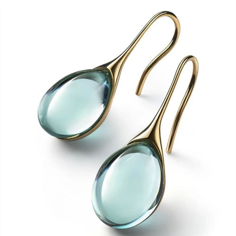 

Trendy Women Water Drop Earrings 7Colors Delicate Inlay Gem Stone Hook Dangle Earrings For Women Wedding Engagement Jewelry Gift