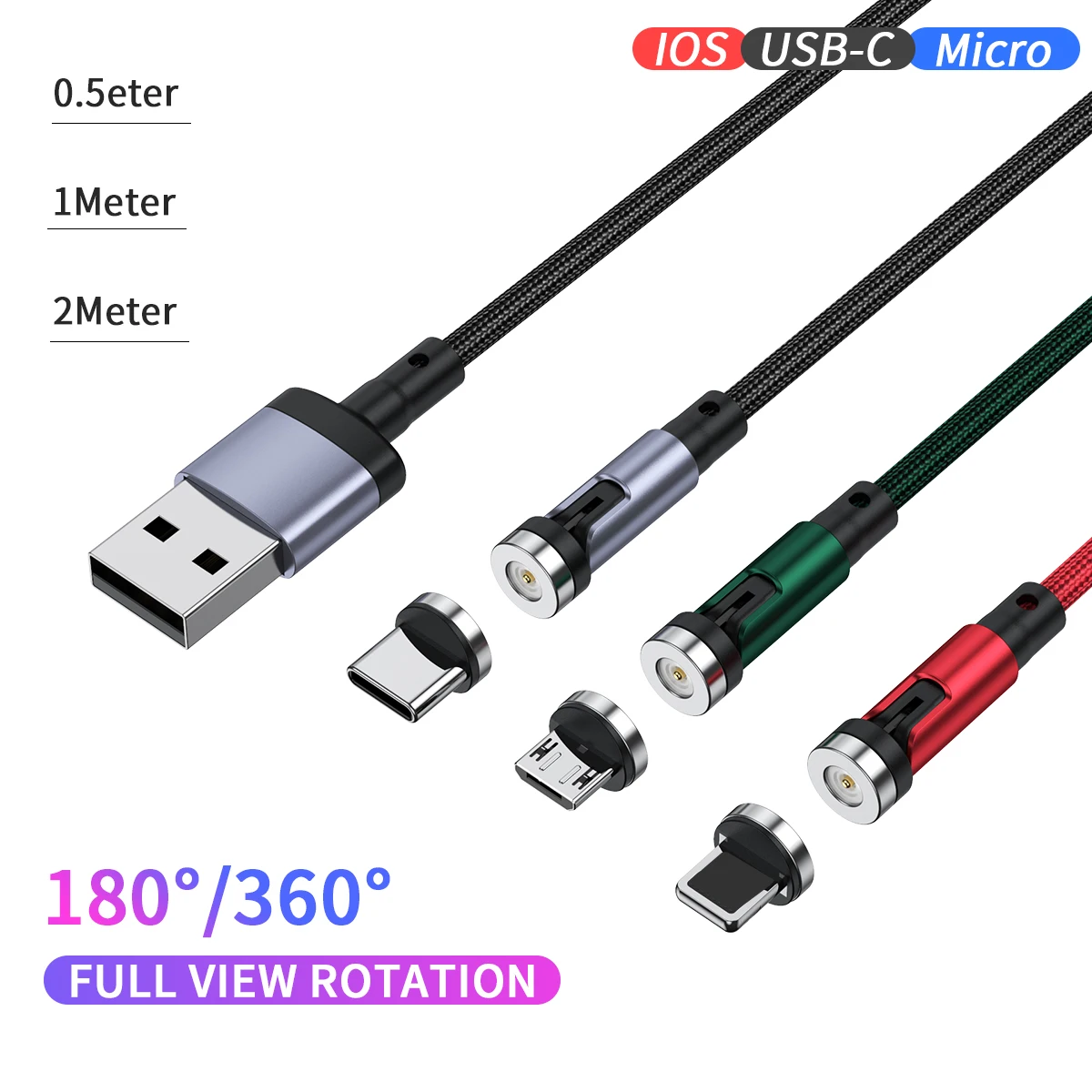 

Магнитный кабель для быстрой зарядки Suntaiho 3A Micro USB Type C для iPhone Xiaomi 540 поворотное магнитное зарядное устройство USB провод шнур