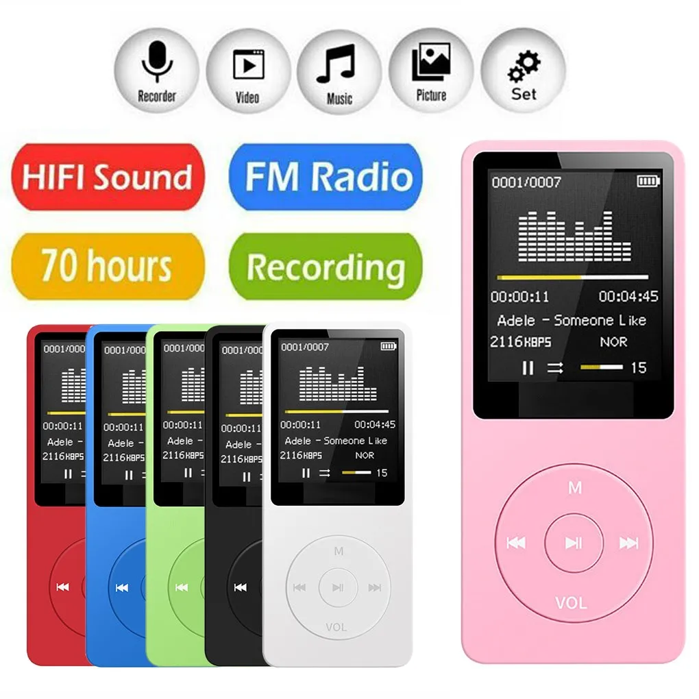 

2023 MP3 Player Rechargeable Record Display Screen Portable Lossless Portable Sports Walking Music Play with Micrphone Red Best