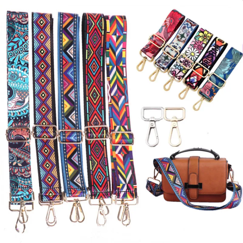 Nylon DIY Adjustable Fashion Unisex PU Handbag Shoulder Strap Rainbow Crossbody Shoulder Handle Long Bag Straps