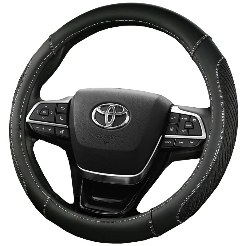 

Для Toyota Sienna Highlander Camry Avalon противоскользящая натуральная кожа модный стиль О-образный универсальный автомобильный чехол на руль 38 см