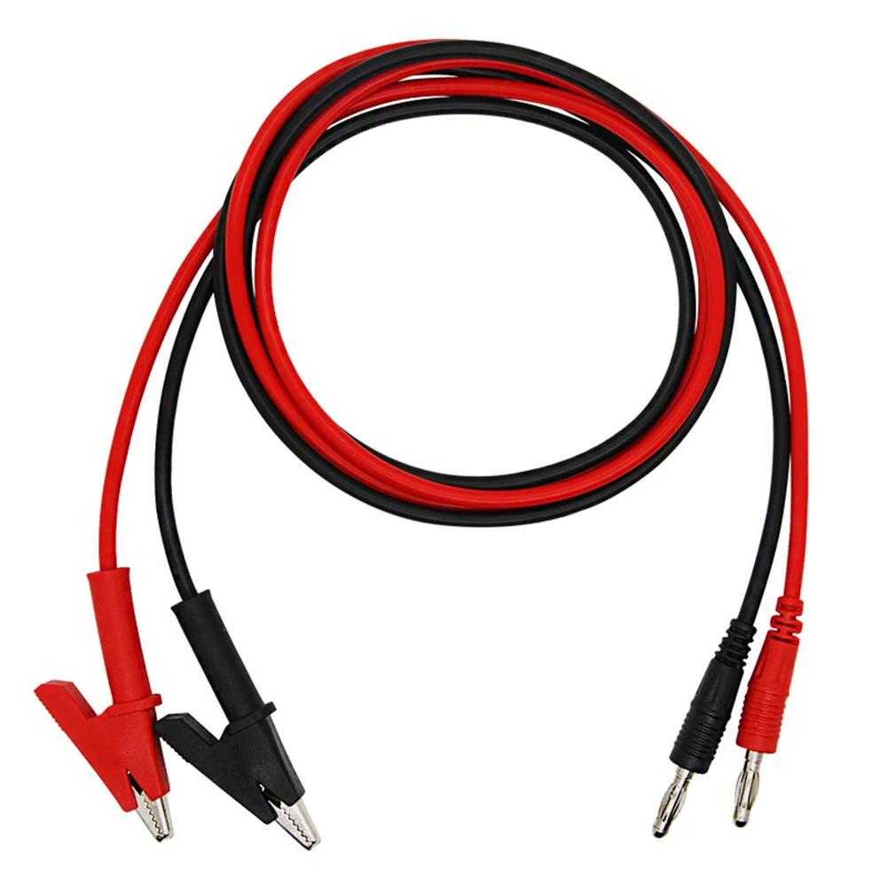 

2Pcs Multimeter Test Lead 4mm Banana Plug to Shrouded Alligator Clip Clamp Test Cable Wire for Electrical Testing 1M 15A