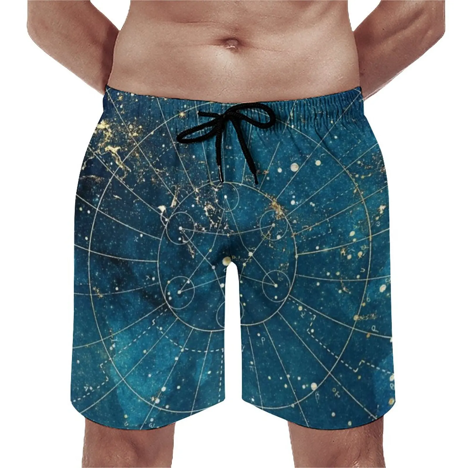 

Summer Gym Shorts Night Symbol Print Surfing Star Map City Lights Design Board Short Pants Fast Dry Swimming Trunks Plus Size