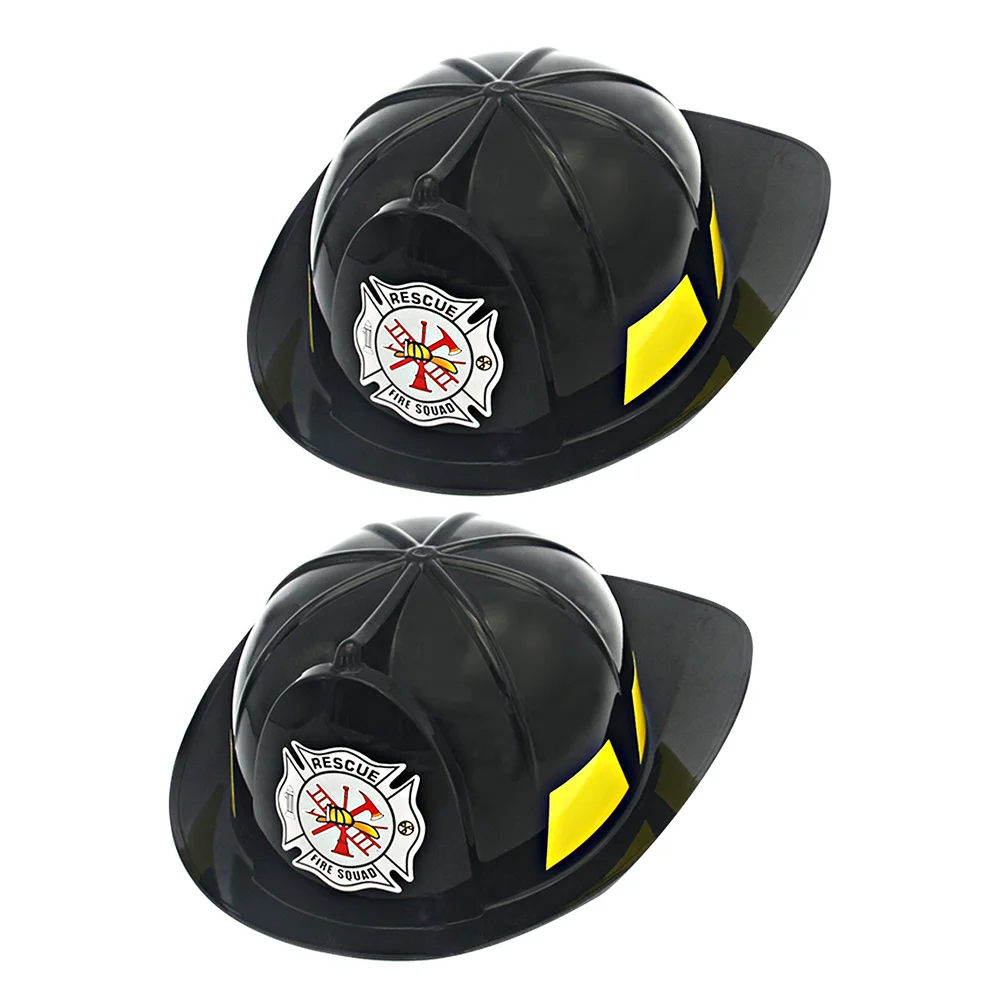 

2 Pcs Child Safety Kids Firefighter Hat Adult Costumes Plastic Fireman Cosplay Children Toy Decorate Simulated