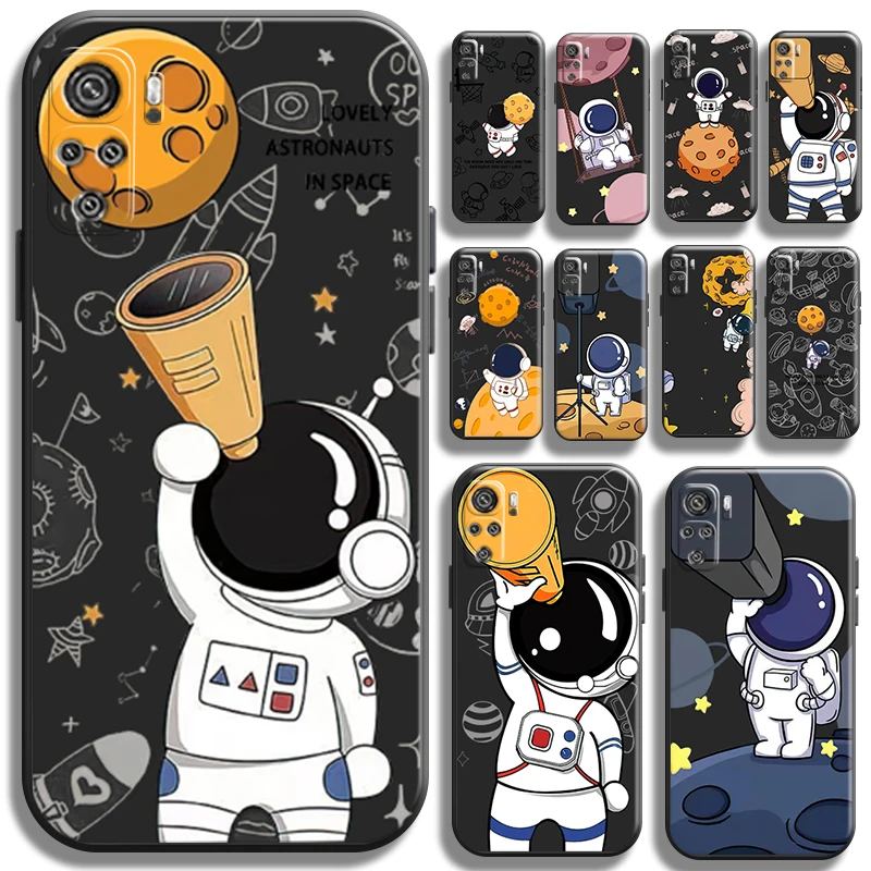 

Funny Astronaut Telescope For Xiaomi Redmi Note 11 11T 11S 10 10T 10S Pro 5G Phone Case Liquid Silicon Full Protection Coque