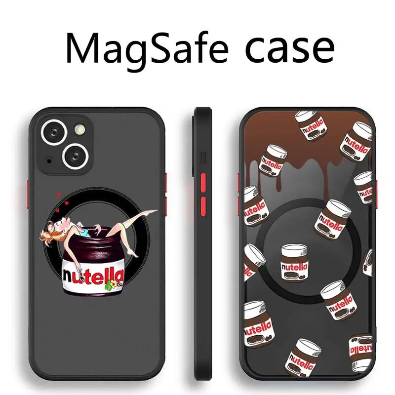 

Nutella chocolate cartoon Phone Case Transparent Magsafe Magnetic Magnet For iPhone 13 12 11 Pro Max Mini Wireless Charging