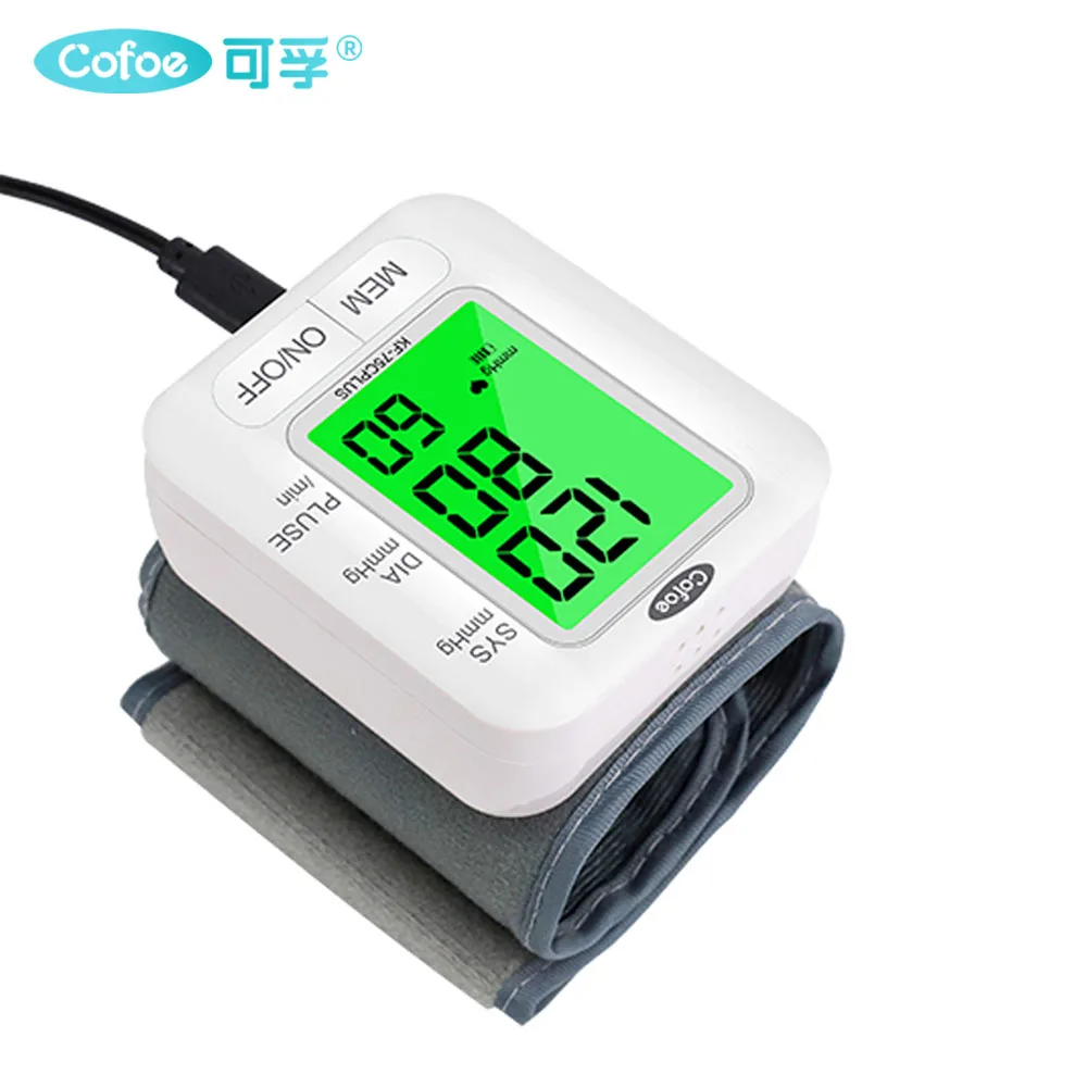 

Монитор артериального давления Cofoe на запястье, улучшенный автоматический сфигмометр с голосовым управлением, Трехцветная подсветка, пуль...