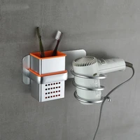 aluminum hair dryer holder self adhesive bathroom shelf with basket wall storage rack blower organizer mounted hairdryer dish
