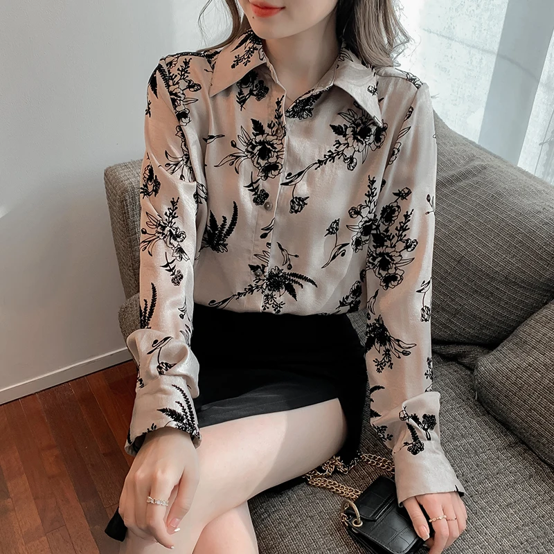 

COIGARSAM Shirt Womens Tops Spring 2022 New Vintage Floral Loose Women Shirts Dropshipping