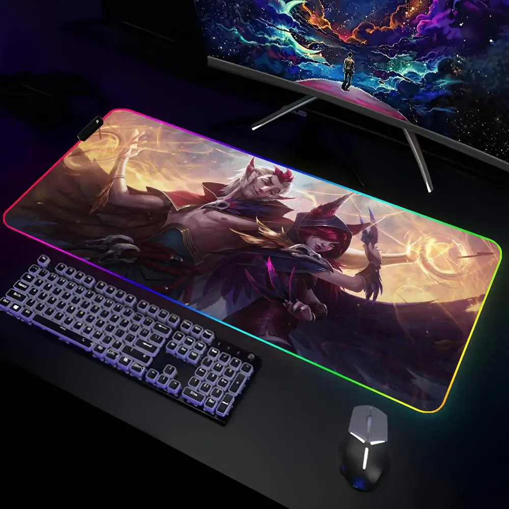 Xayah Xerath XinZhao Коврик для мыши Gamer RGB Настольный коврик клавиатуры Игровые ноутбуки