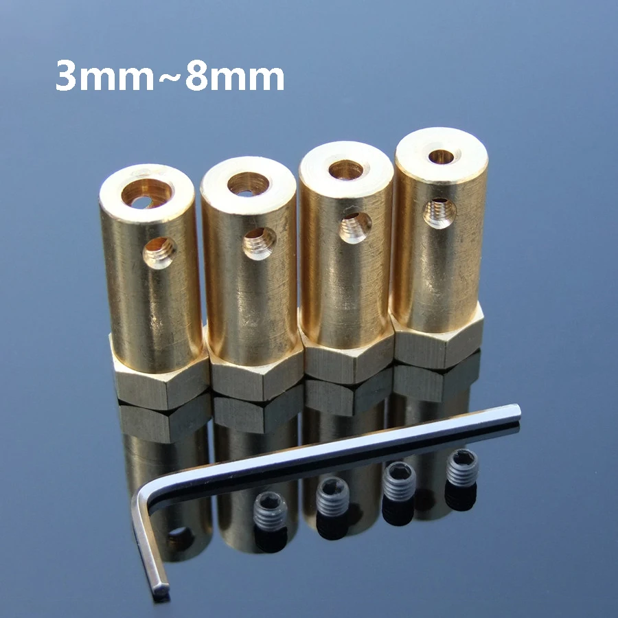 Шестиугольные латунные муфты вала 3мм 4мм 5мм 6мм 7мм 8мм